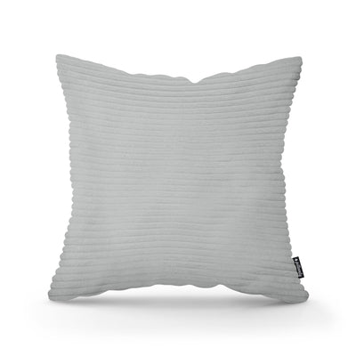 Wide Corduroy Decorative Cushion 45x45 cm, Scandinavian and Boho Style – Gray Bamboo (POSO 55)