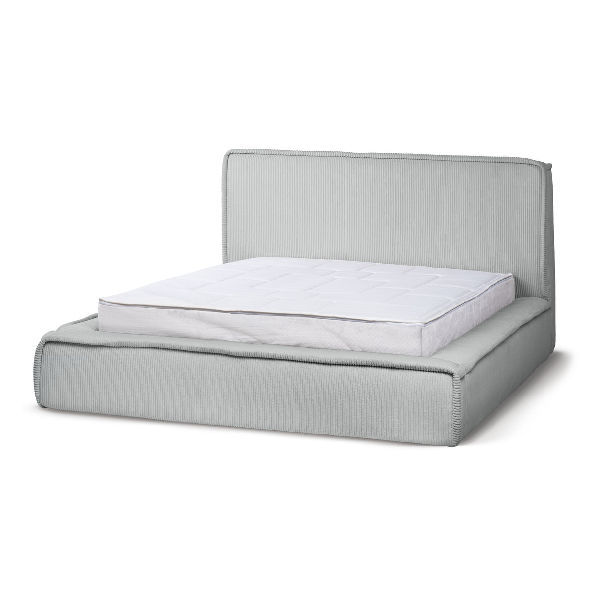 Gryby Upholstered Ottoman Bed with Storage, Classic Style – Gray Bamboo (POSO 55), 200