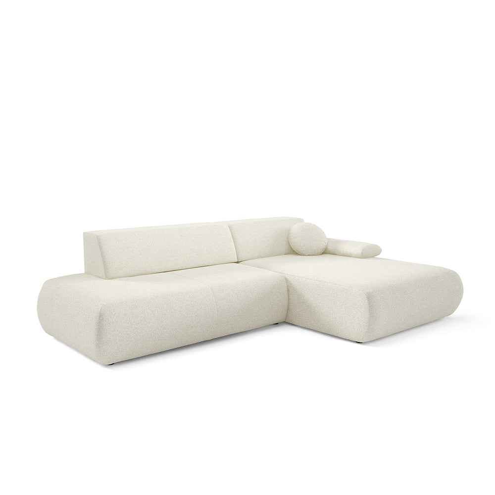 Puentro 4 Seater Corner Sofa Bed, Minimalist Style – Right, Pearl Morning White (PUENTE 03)