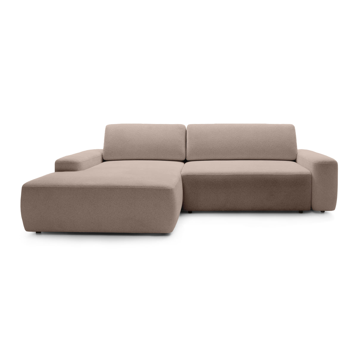 Bamby 3 Seater Corner Sofa Bed 125x210, Modern Style – Left-hand, Caramel Beige (RAVEN 34)