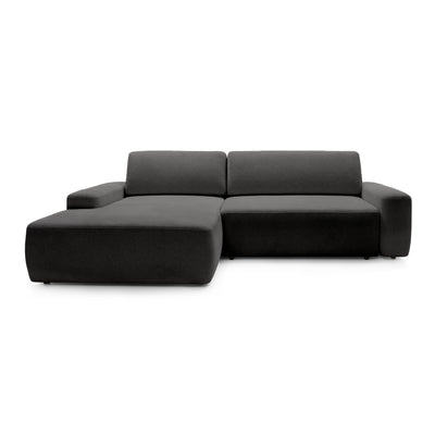 Bamby 3 Seater Corner Sofa Bed 125x210, Modern Style – Left-hand, Black Velvet (RAVEN 07)