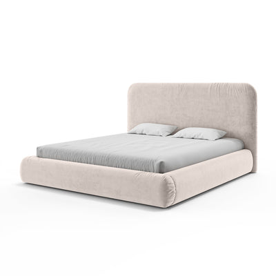 Paries Upholstered Ottoman Bed with Storage, Modern Organic Style – 200x200, Porcelain Cloud (SALVADOR 01)