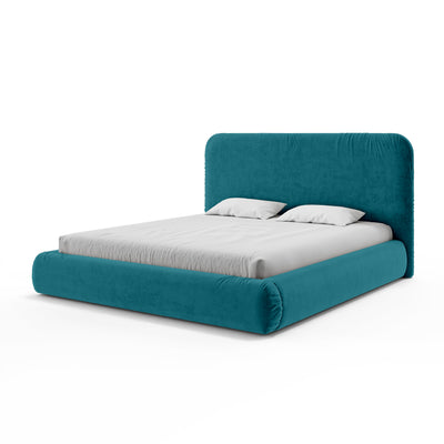 Paries Upholstered Ottoman Bed with Storage, Modern Organic Style – 200x200, Emerald Stream (SALVADOR 06)