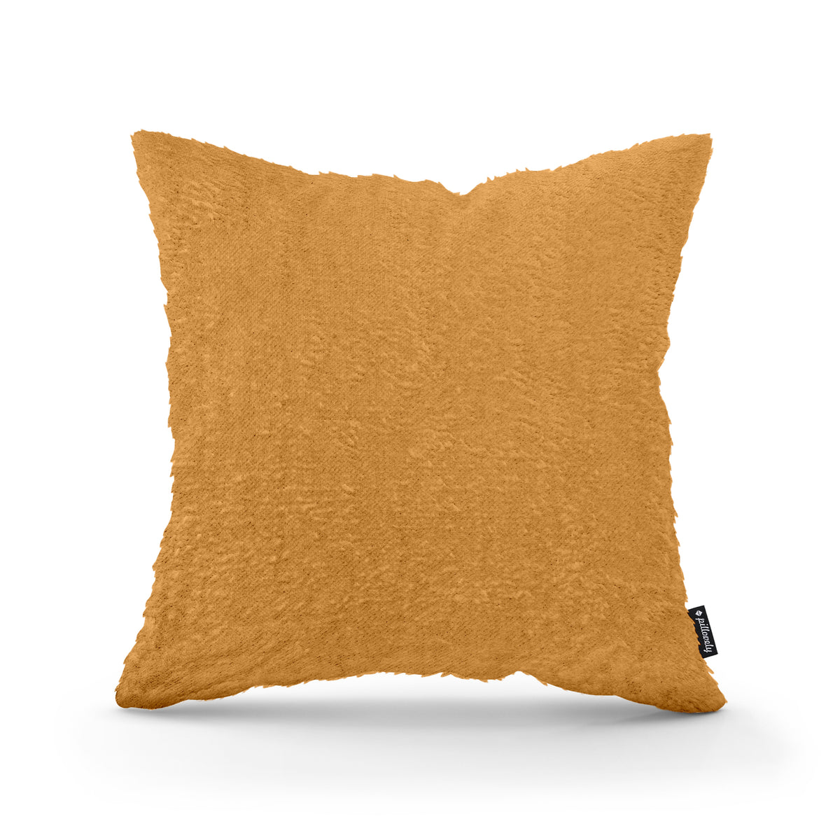 Plush Decorative Cushion 45x45 cm, Glamour Style – 100% PES Plush, Soft Texture – Honey Ochre (SORRISO 22)
