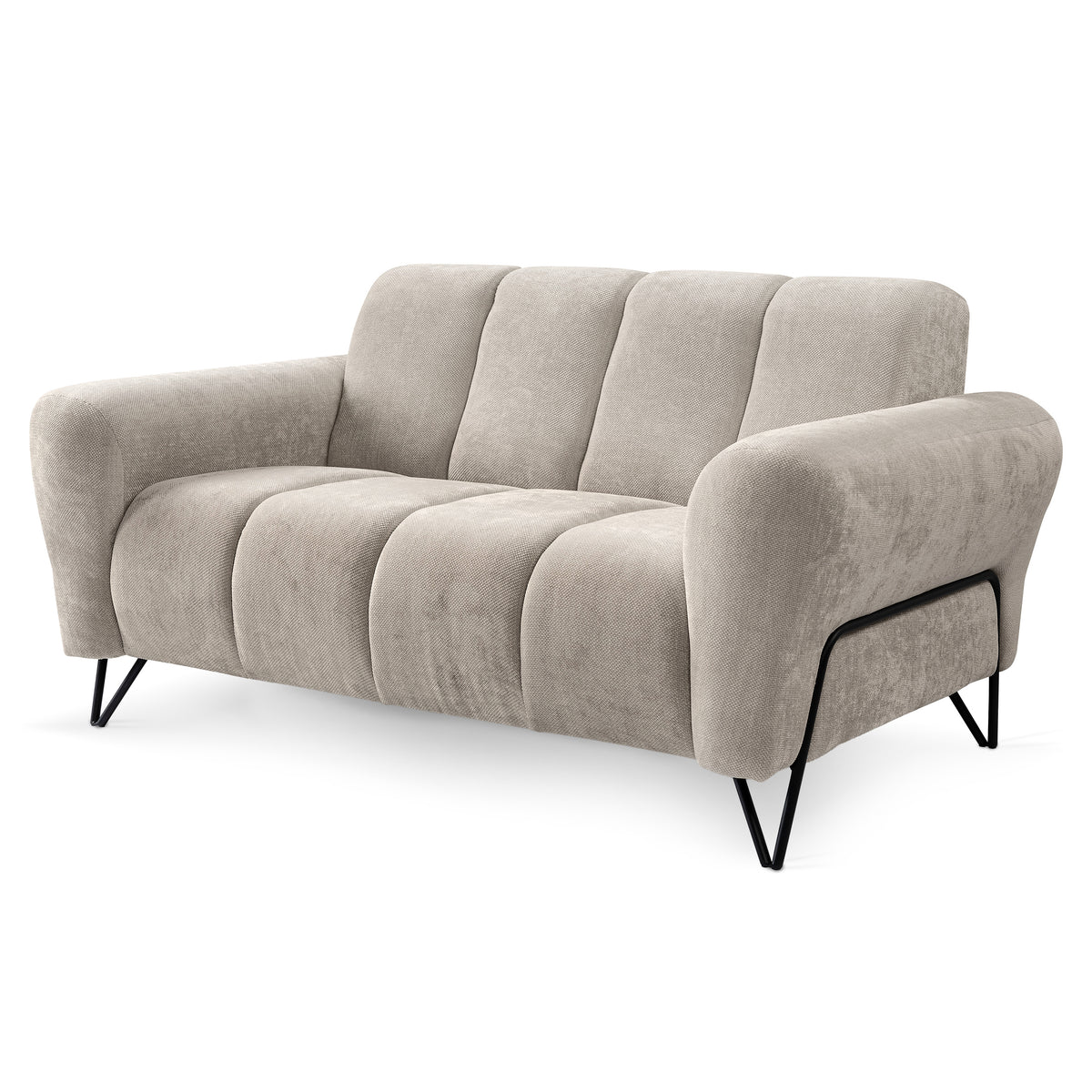 Nellia 2 Seater Sofa for Living Room, Soft Style, Storm Fabric – Light Mist (STORM 02)