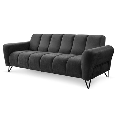 Nellia 3 Seater Sofa for Living Room, Soft Style, Storm Fabric – Black Graphite (STORM 99)