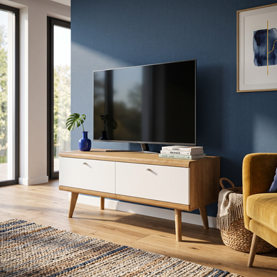 Tv-meubel Lato voor een televisie, 107x50, in Scandinavische stijl - in het interieur