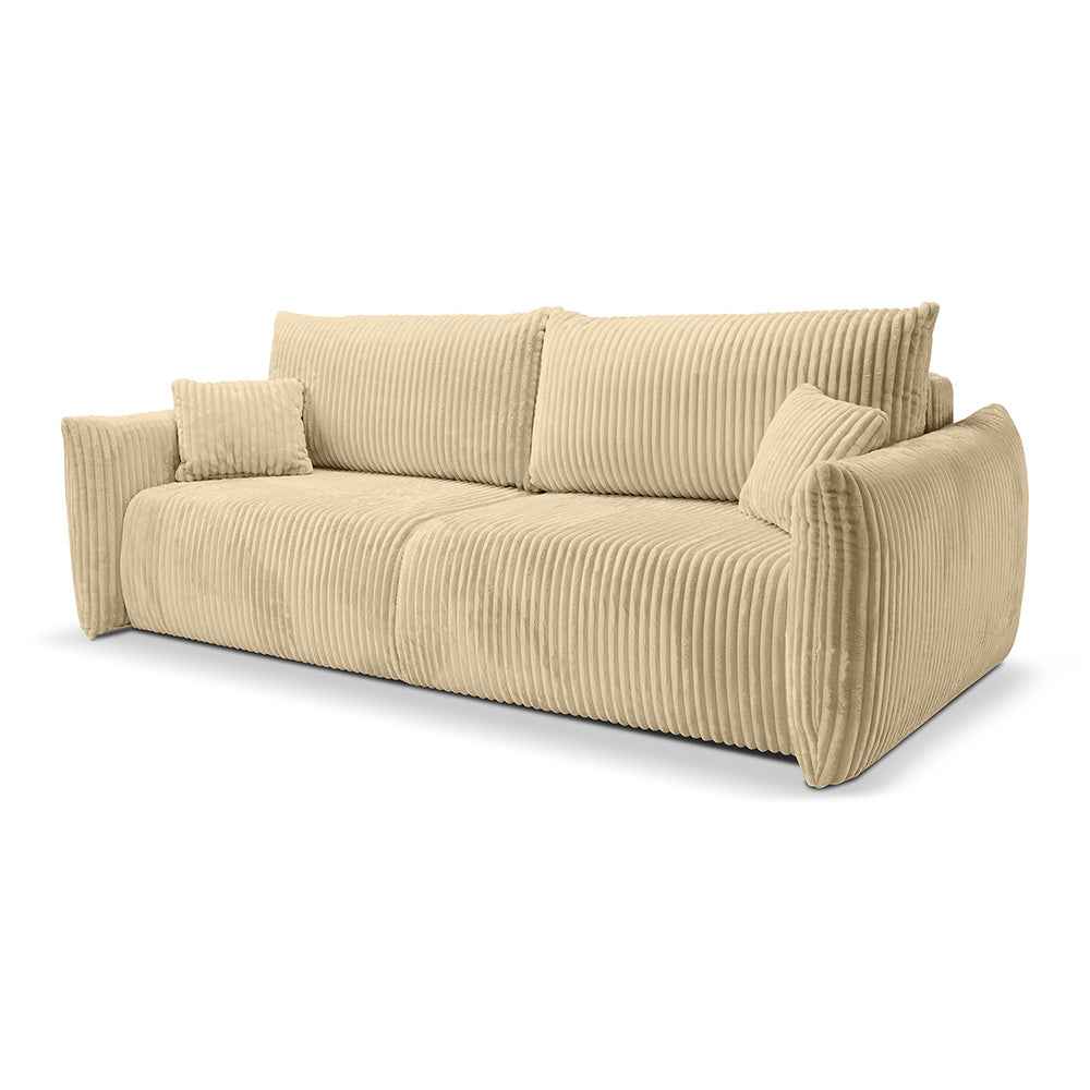 Alloro 3 Seater Sofa Bed 145x200 with Storage, Modern Style – Golden Linen (TILIA 08)