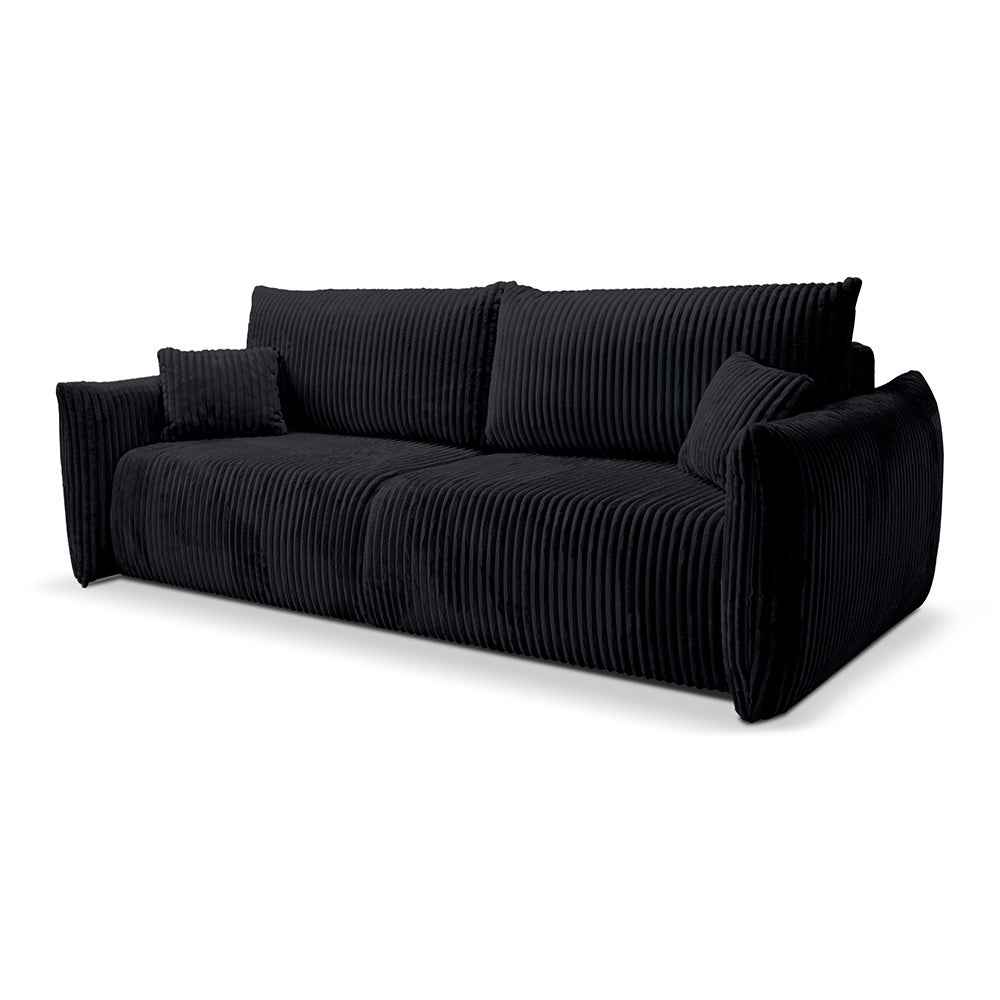 Alloro 3 Seater Sofa Bed 145x200 with Storage, Modern Style – Charcoal Velvet (TILIA 100)