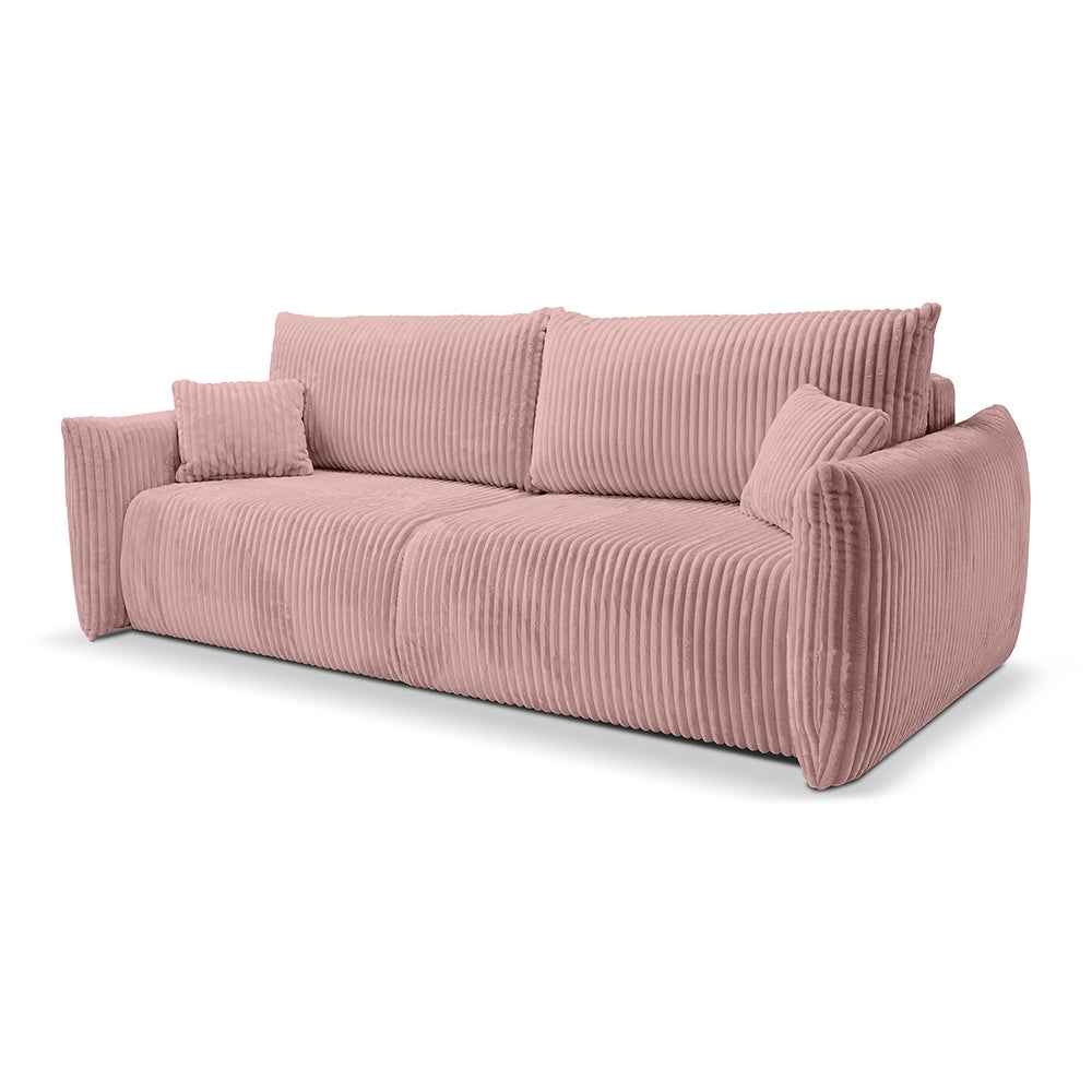 Alloro 3 Seater Sofa Bed 145x200 with Storage, Modern Style – Porcelain Pink (TILIA 62)
