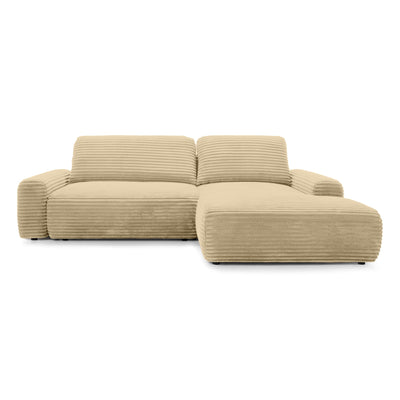 Dori Corner Sofa Bed with Storage 125x200, Modern Style – Right-sided, Golden Linen (TILIA 08)