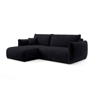 Alloro Corner Sofa Bed 257 cm, Modern Style – Left-sided, Charcoal Velvet (TILIA 100)