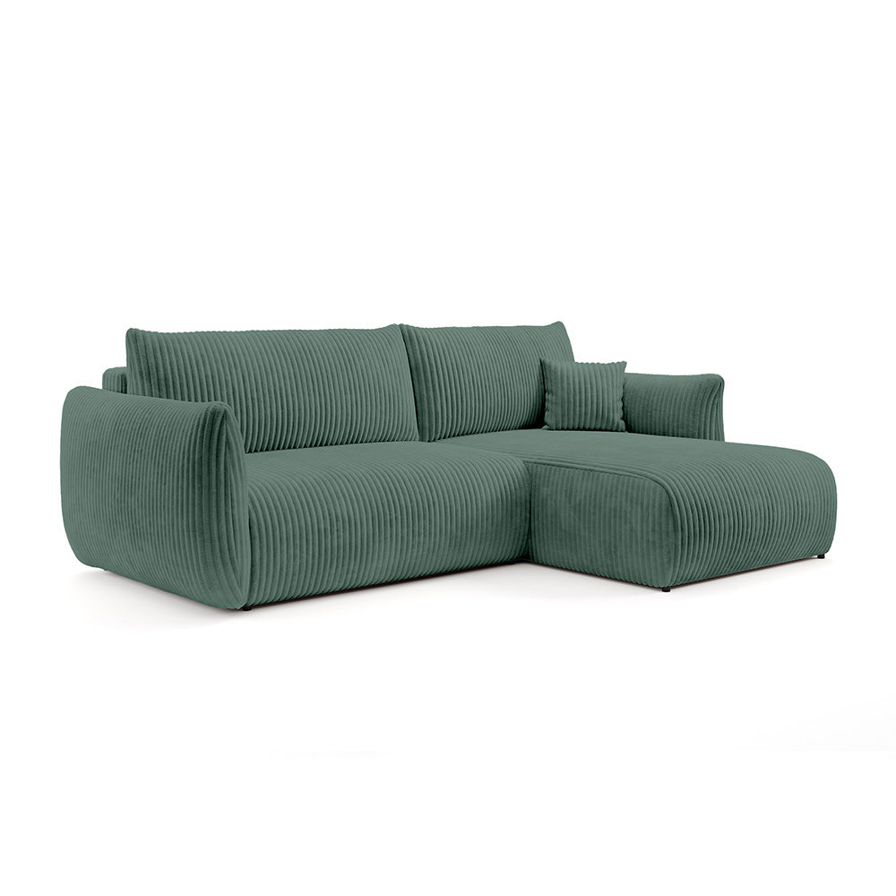 Alloro Corner Sofa Bed 257 cm, Modern Style – Right-sided, Fern Shadow (TILIA 39)