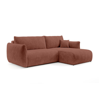 Alloro Corner Sofa Bed 257 cm, Modern Style – Right-sided, Tuscan Brick (TILIA 52)