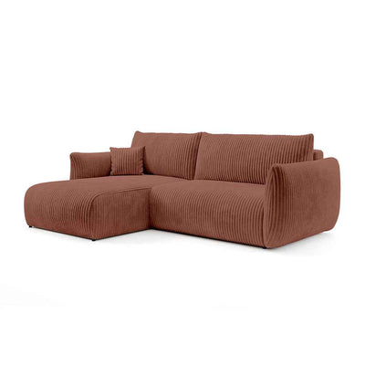 Alloro Corner Sofa Bed 257 cm, Modern Style – Left-sided, Tuscan Brick (TILIA 52)