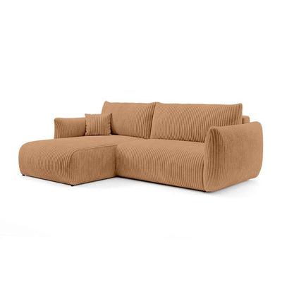 Alloro Corner Sofa Bed 257 cm, Modern Style – Left-sided, Straw Grain (TILIA 56)