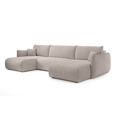 Alloro U Shaped Corner Sofa Bed with Storage, Sleeping Area 145x302 – Mulberry Ash (TILIA 83)