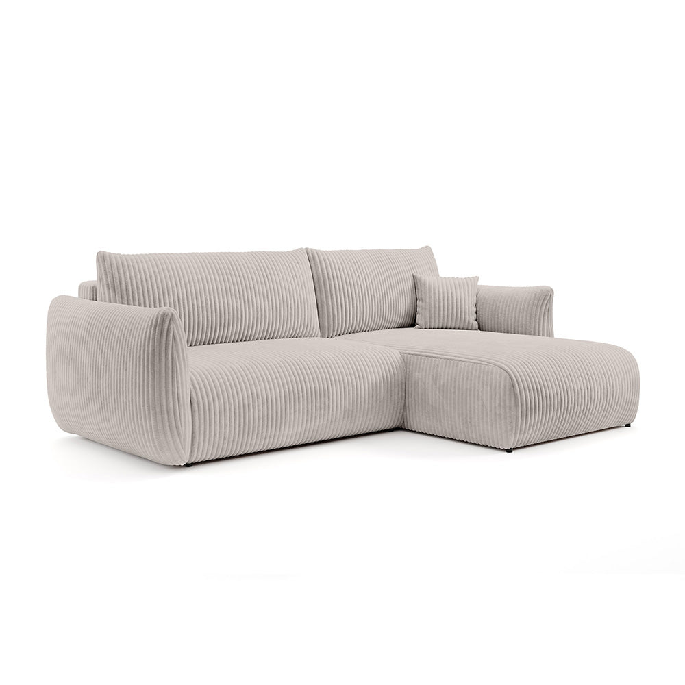 Alloro Corner Sofa Bed 257 cm, Modern Style – Right-sided, Mulberry Ash (TILIA 83)