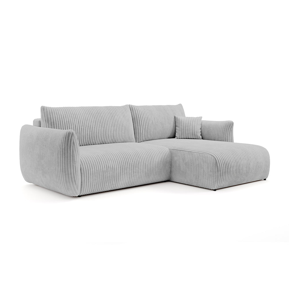 Alloro Corner Sofa Bed 257 cm, Modern Style – Right-sided, Rainy Morning (TILIA 86)