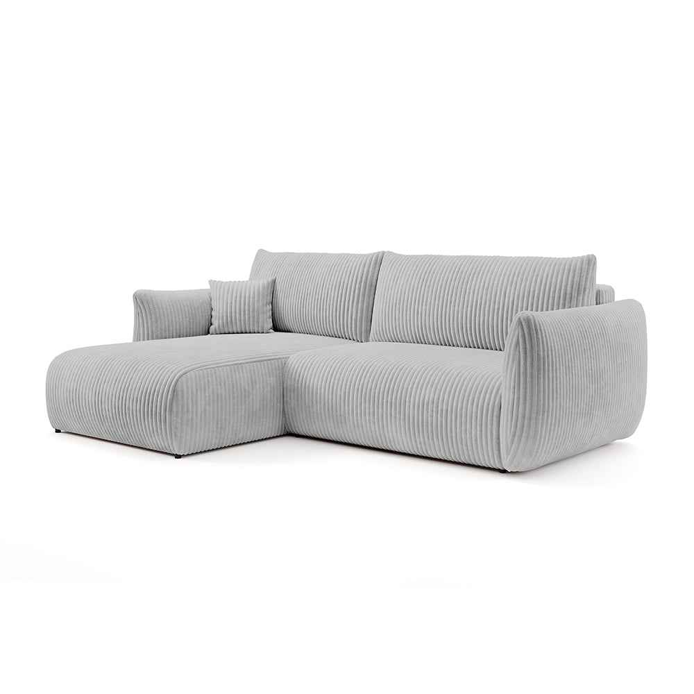 Alloro Corner Sofa Bed 257 cm, Modern Style – Left-sided, Rainy Morning (TILIA 86)