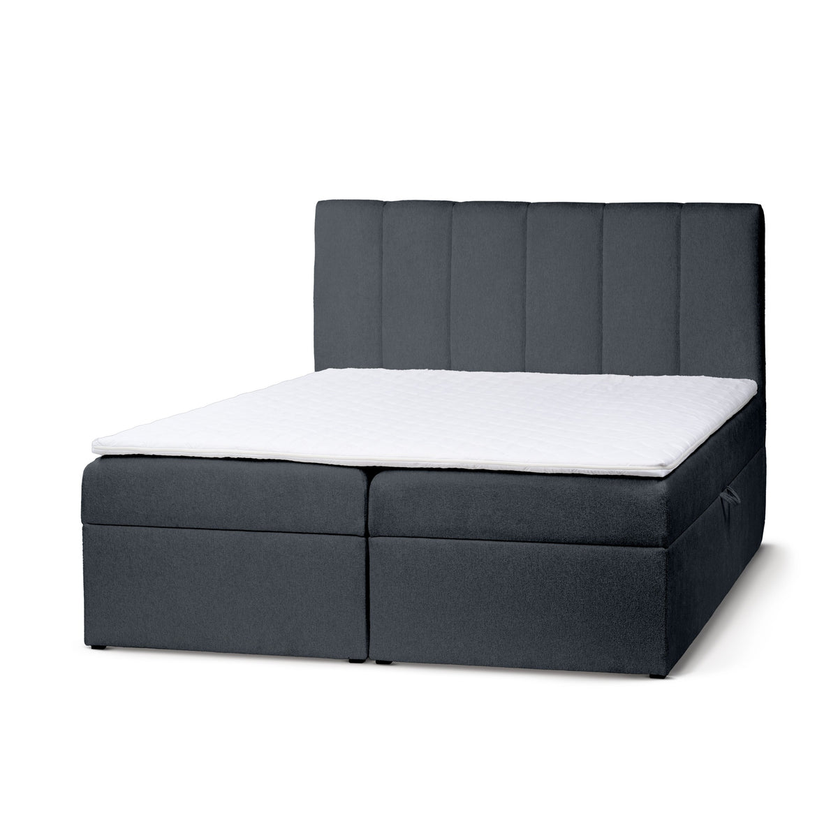 Stavy Continental Divan Bed with Topper and Storage, Scandinavian Style – Graphite Indigo (TORO 130), 200