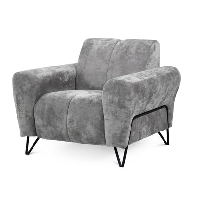 Nellia Upholstered Armchair for Living Room, Vega Fabric – Silver Stone (VEGA 13)