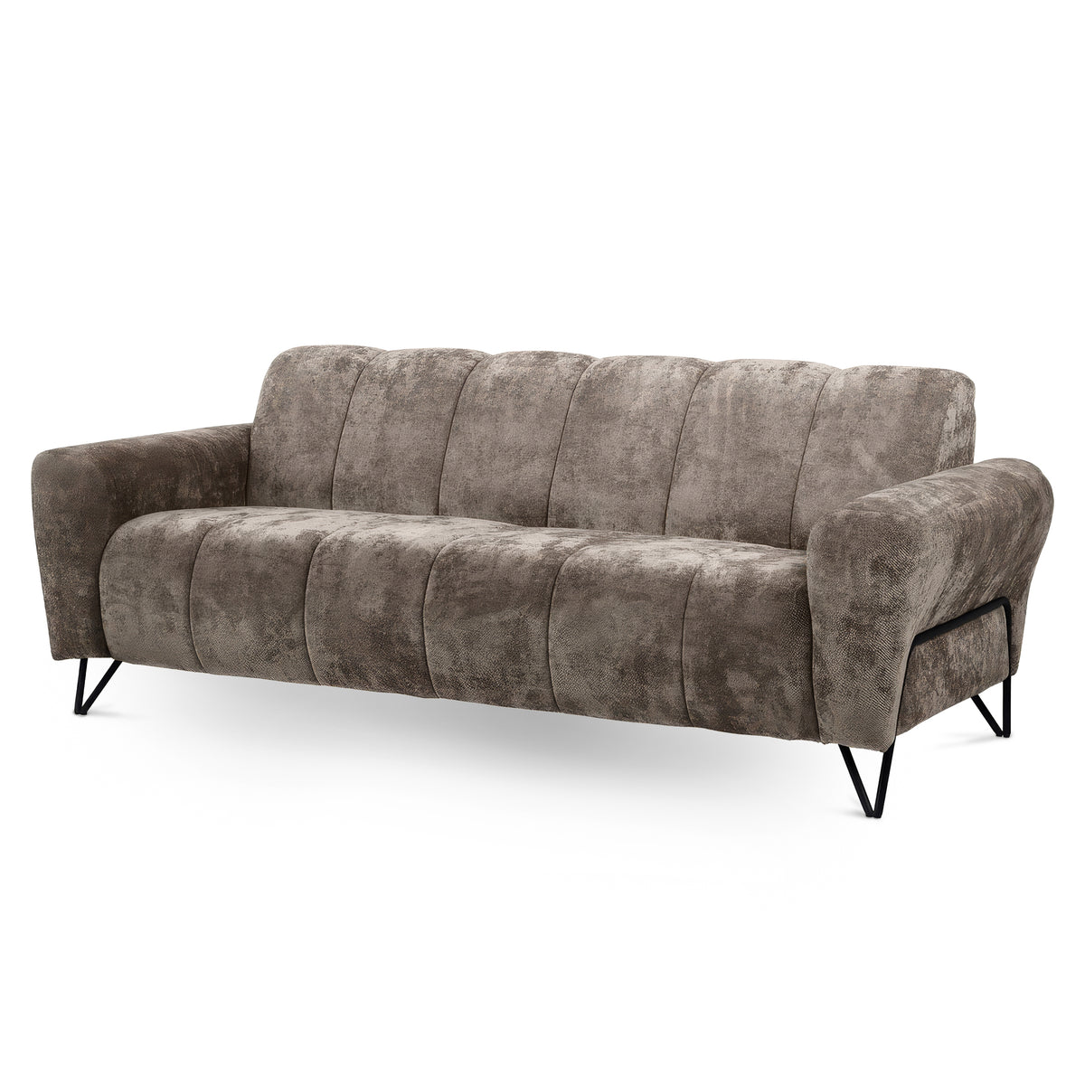 Nellia 3 Seater Sofa for Living Room, Modern Style, Vega Fabric – Chestnut Brown (VEGA 05)