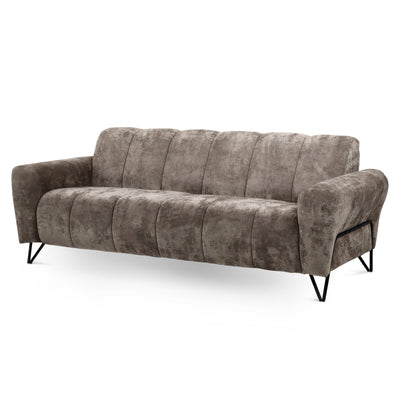 Nellia 3 Seater Sofa for Living Room, Modern Style, Vega Fabric – Chestnut Brown (VEGA 05)