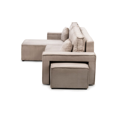 Klara Reversible Corner Sofa Bed with Storage and Pouffe, Modern Style – side view