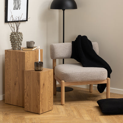 Shepy Lounge Chair with Bouclé Upholstery, Modern Style – in a room setting