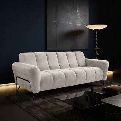 Nellia 3 Seater Sofa for Living Room, Soft Style, Storm Fabric – in a room setting