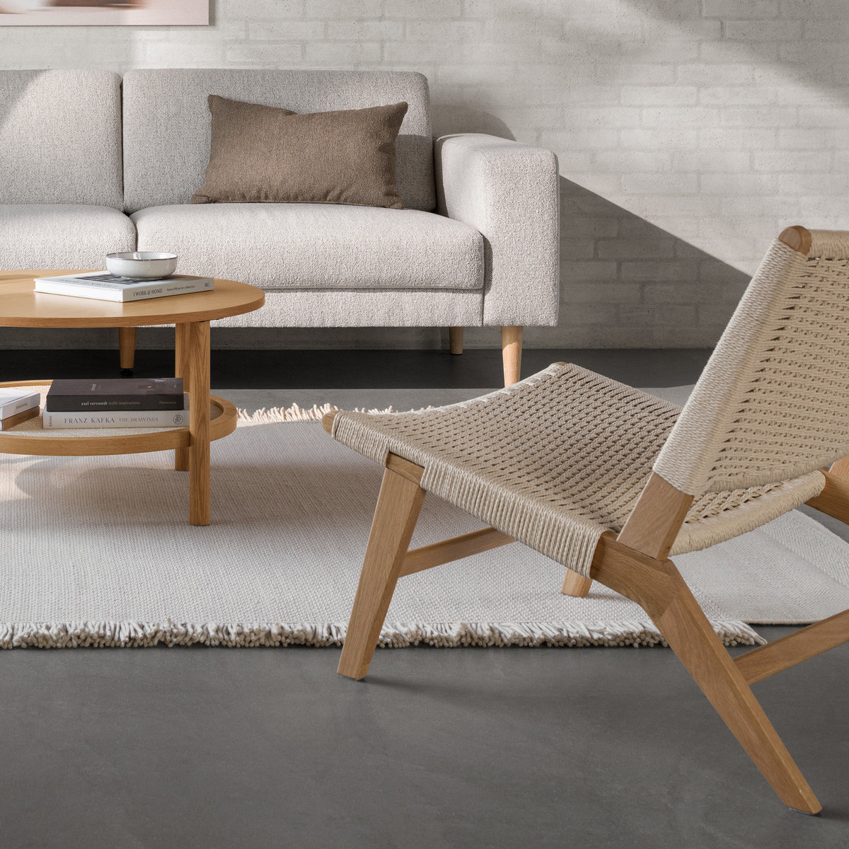 Eren Lounge Chair with Paper Plait Weave, Scandinavian Style – in a room setting