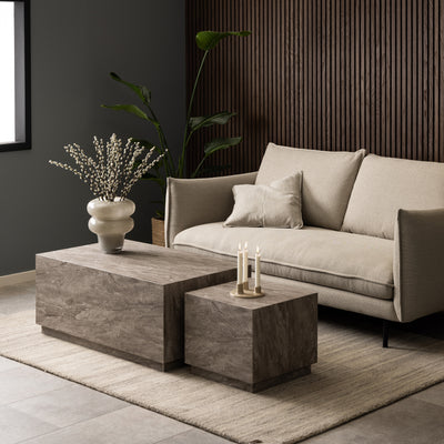 Set van 2 salontafels met steeneffect in moderne stijl - model Segmento - in een interieurstyling