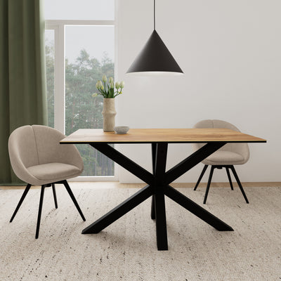 Oryss Classic Dining Table, Industrial Style – in a room setting