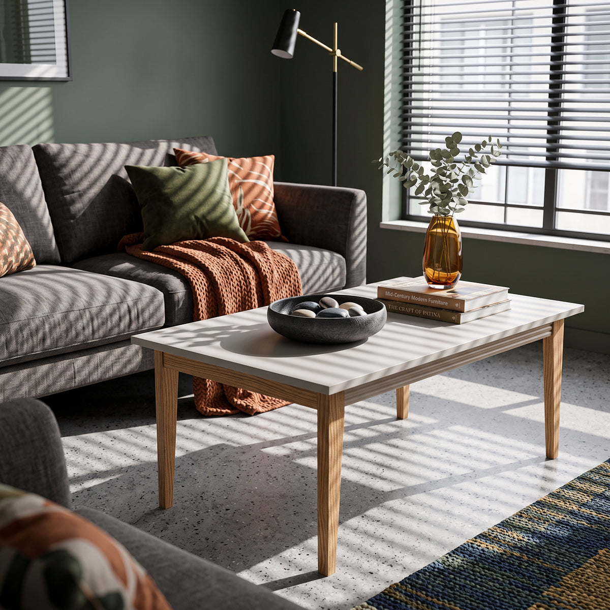 Serena Coffee Table 90x40 with Decorative Trim, Modern Classic Style – in a room setting