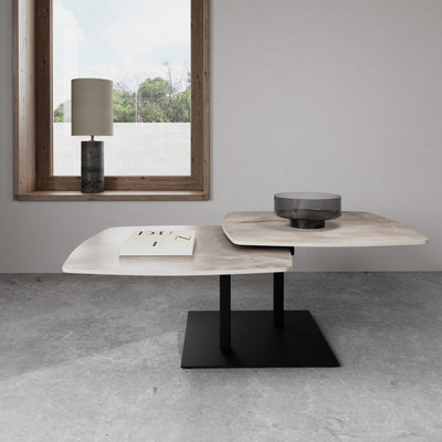 Salontafel Dualis met draaibaar tafelblad van 128 × 40 cm in loftstijl - in een interieurinrichting