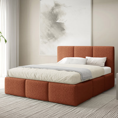 Melora Upholstered Ottoman Bed with Storage, Various Sizes in Modern Style 140x200, 160x200 and 180x200, Lambi Fabric – in a room setting