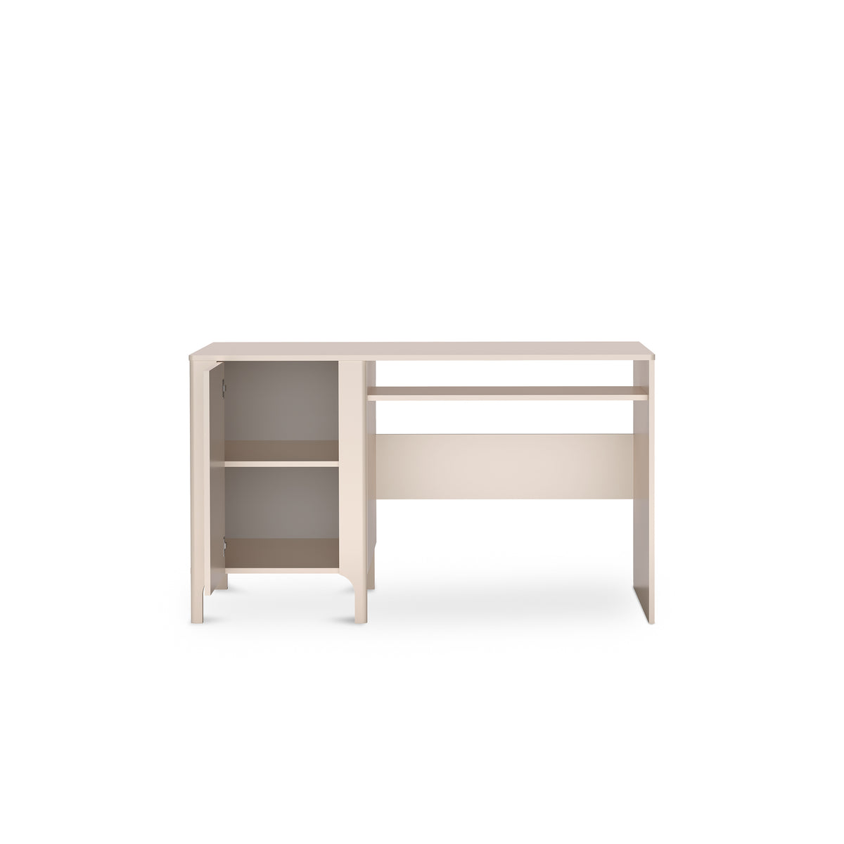 Bureau EKLIPSO 135x78 met afsluitbare kast in moderne stijl, kleur Kasjmier - interieur na openen | Pillovely