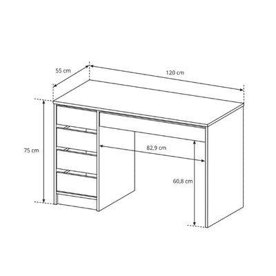 Adia Desk with Drawers 120x75 cm, Minimalist Style – photo 4