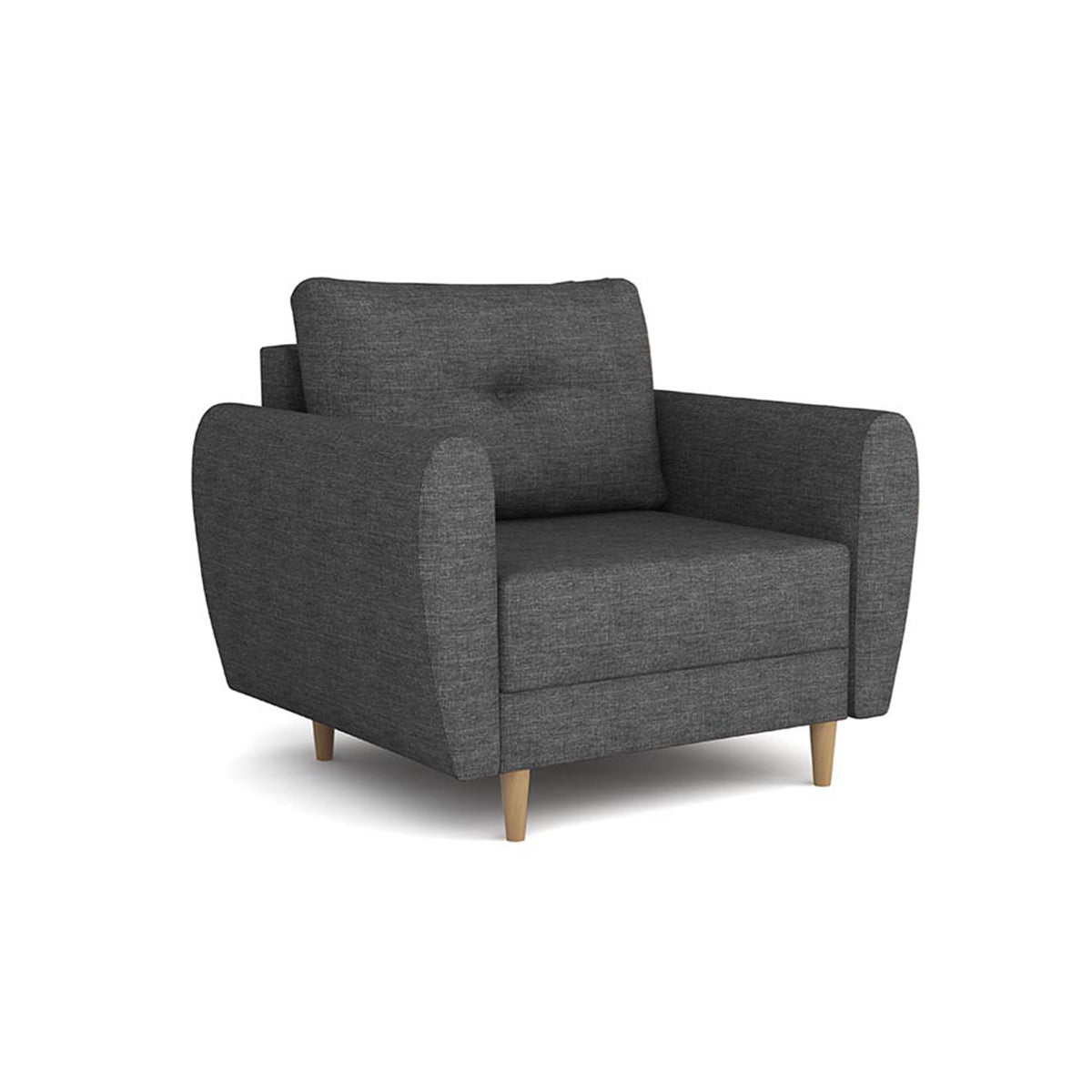 Harmi-fauteuil 90 cm Inktblauw Leisteen (SAWANA 06) – Scandinavische gestoffeerde fauteuil met knopen op de rugleuning