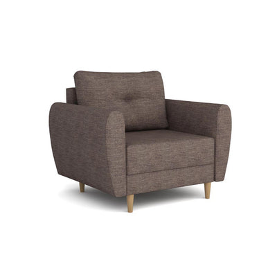 Harmi-fauteuil 90 cm zandkleurig taupe (SAWANA 12) – Scandinavische gestoffeerde fauteuil met knopen op de rugleuning