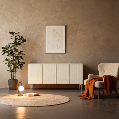 MuzZI Sideboard with Doors 195x81, Modern Style – in a room setting