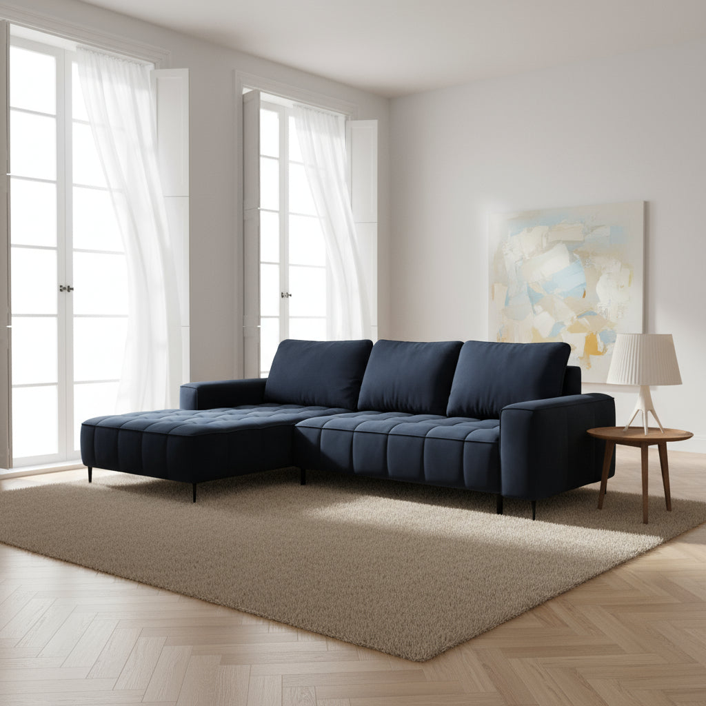 Francessco Corner Sofa with Bedding Storage 280 cm, Elegant Style – in a room setting