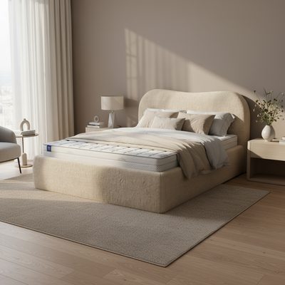 Leo Upholstered Ottoman Bed with Storage 140x200, 160x200 and 180x200, Modern Style – in a room setting