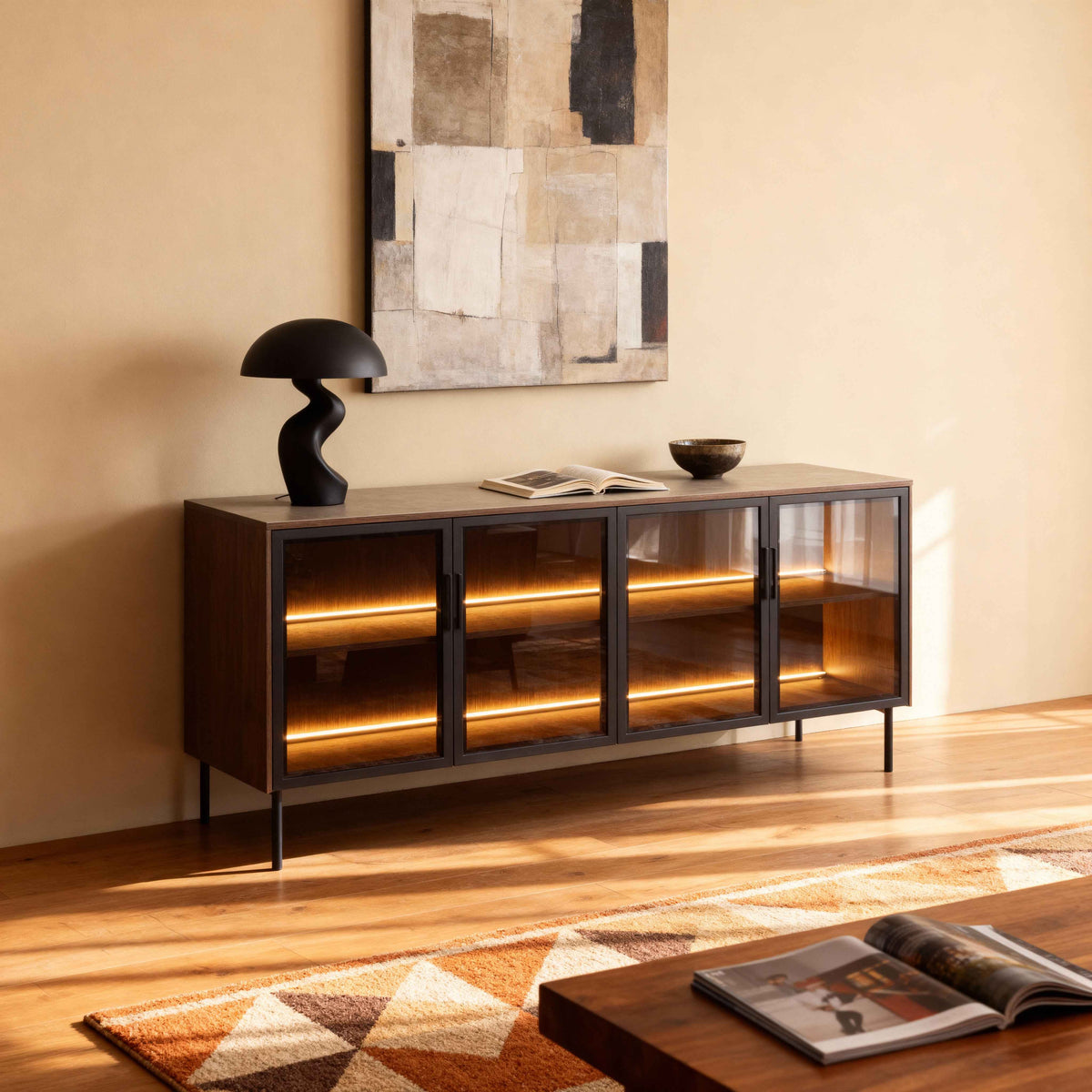 Lummer Sideboard with Doors 181x83, Elegant Style – in a room setting