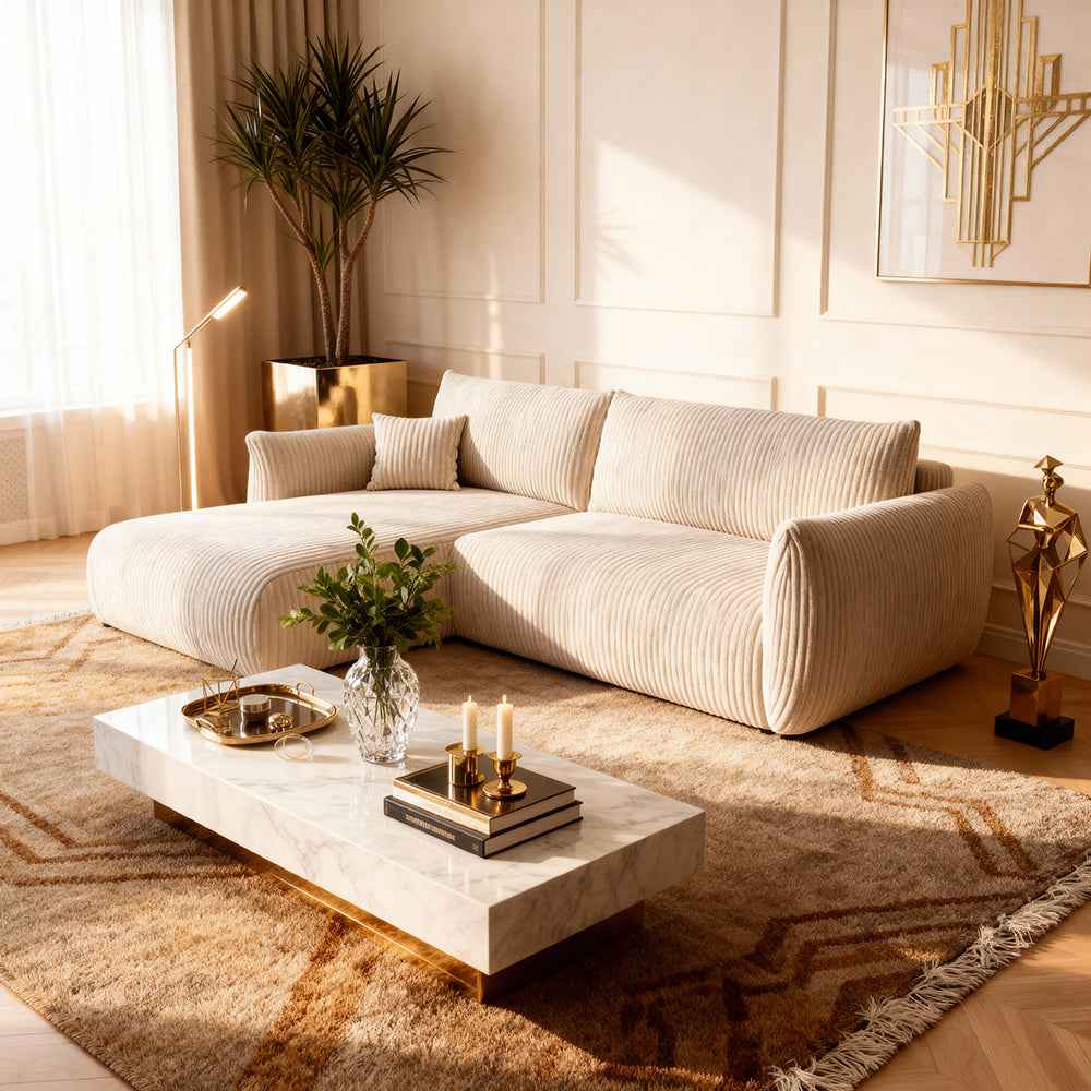 Alloro Corner Sofa Bed 257 cm, Modern Style – in a room setting