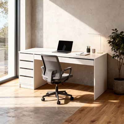 Adia Desk with Drawers 120x75 cm, Minimalist Style – in a room setting