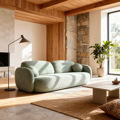 Olemo Sofa Bed 142x200, Modern Style, Abriamo Fabric – in a room setting