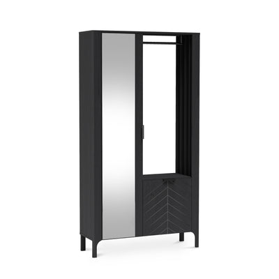 Garderobekast EKLIPSO 105x197 met spiegel in moderne stijl, kleur Zwart – hoofdafbeelding | Pillovely