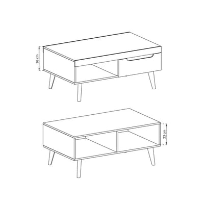 Trava Coffee Table 107x46 cm with Shelf, Modern Style – photo 4